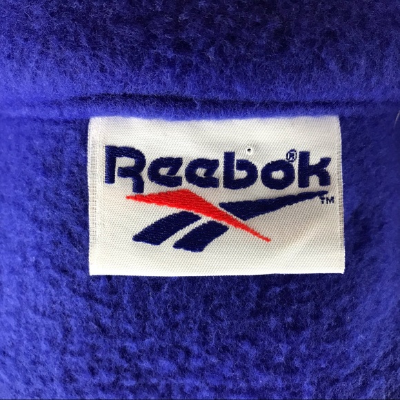 Reebok Classic Mens Vintage 90s 1/2 Zip Solid Blue Pullover Fleece Sweater Small - Picture 5 of 5
